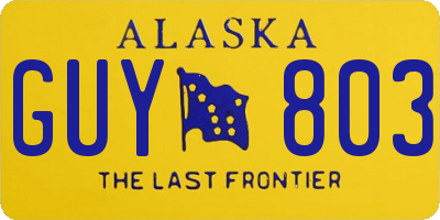 AK license plate GUY803