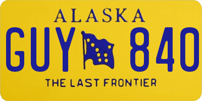 AK license plate GUY840