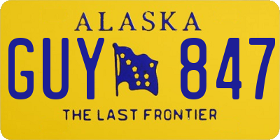 AK license plate GUY847