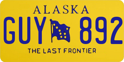 AK license plate GUY892