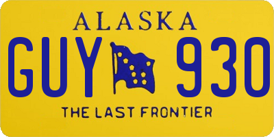 AK license plate GUY930