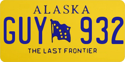 AK license plate GUY932