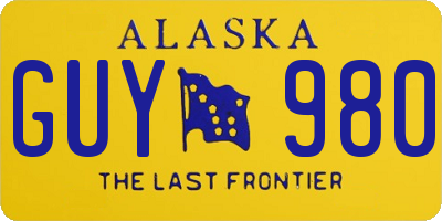 AK license plate GUY980