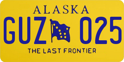 AK license plate GUZ025