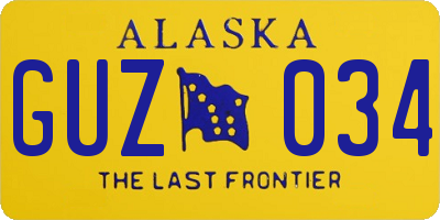 AK license plate GUZ034