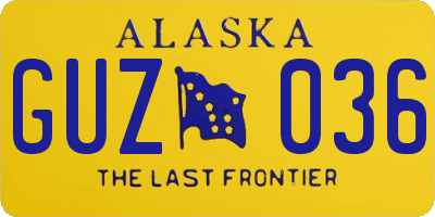 AK license plate GUZ036