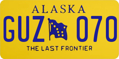 AK license plate GUZ070