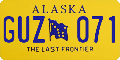 AK license plate GUZ071