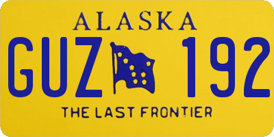 AK license plate GUZ192