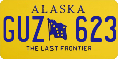 AK license plate GUZ623