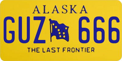 AK license plate GUZ666