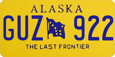 AK license plate GUZ922