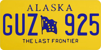 AK license plate GUZ925