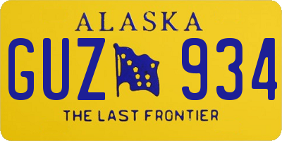 AK license plate GUZ934