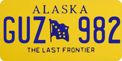 AK license plate GUZ982