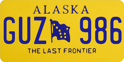 AK license plate GUZ986