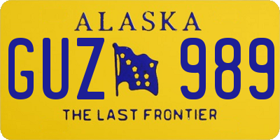 AK license plate GUZ989