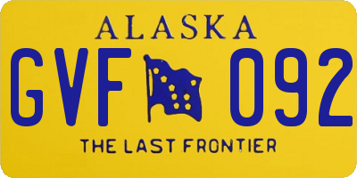 AK license plate GVF092