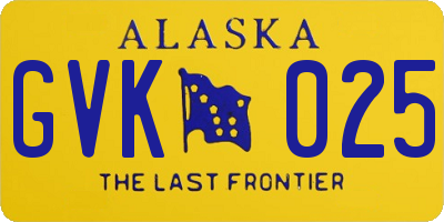 AK license plate GVK025