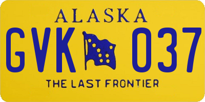 AK license plate GVK037
