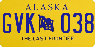 AK license plate GVK038