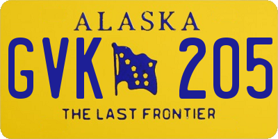 AK license plate GVK205