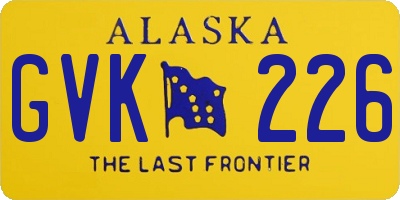 AK license plate GVK226