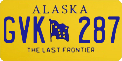 AK license plate GVK287