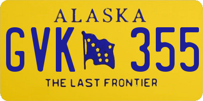 AK license plate GVK355