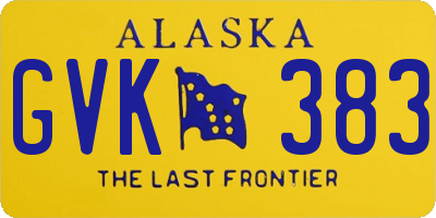 AK license plate GVK383