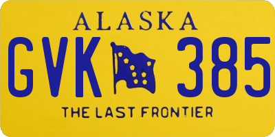 AK license plate GVK385