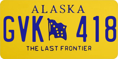AK license plate GVK418