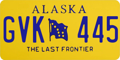 AK license plate GVK445