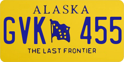 AK license plate GVK455