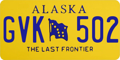 AK license plate GVK502
