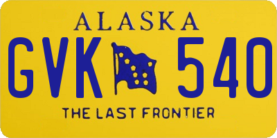 AK license plate GVK540