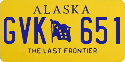 AK license plate GVK651