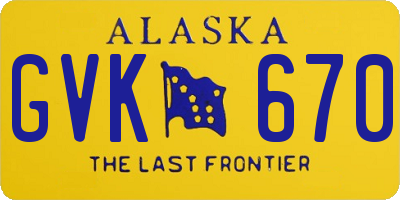 AK license plate GVK670