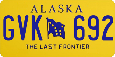 AK license plate GVK692