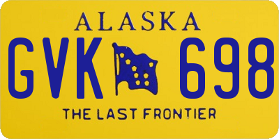 AK license plate GVK698