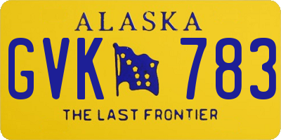 AK license plate GVK783