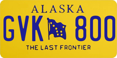 AK license plate GVK800