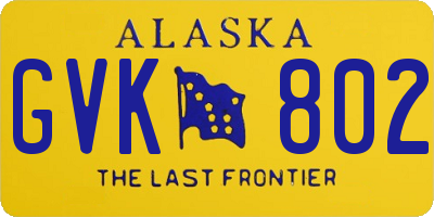 AK license plate GVK802