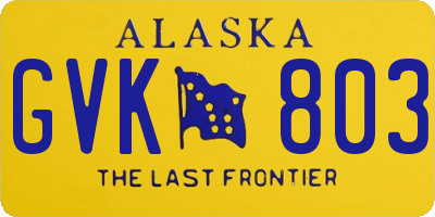AK license plate GVK803