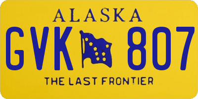 AK license plate GVK807