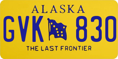 AK license plate GVK830