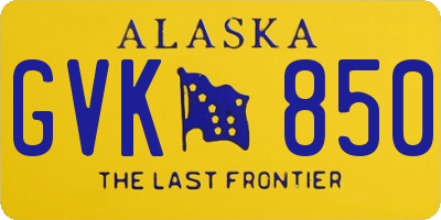 AK license plate GVK850