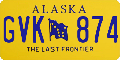 AK license plate GVK874