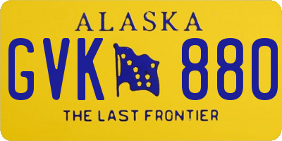 AK license plate GVK880