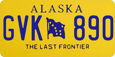 AK license plate GVK890